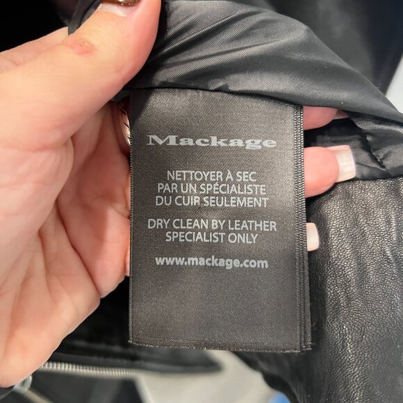 $600 Mackage Leather Asymmetric Zip Moto Jacket size Large - Picture 8 of 9